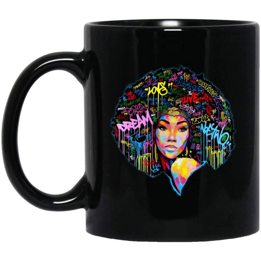 African American Coffee Mug Art Black Women Black History Month For Women Africa Pride Colorful 11oz – 15oz Black Mug