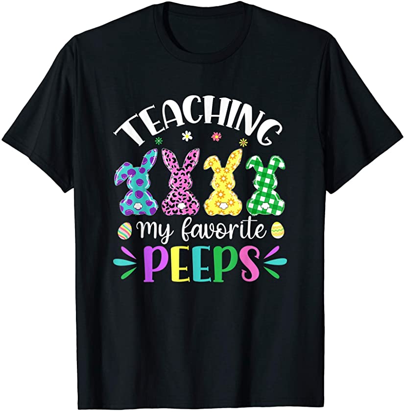 Teaching My Favorite Peeps Leopard Print Teacher Easter Day T-Shirt