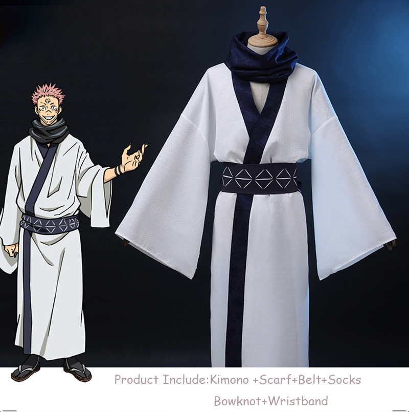 Anime Jujutsu Kaisen Ryomen Sukuna Cosplay Adult Men Women Outfits White Kimono Outfit Halloween alx