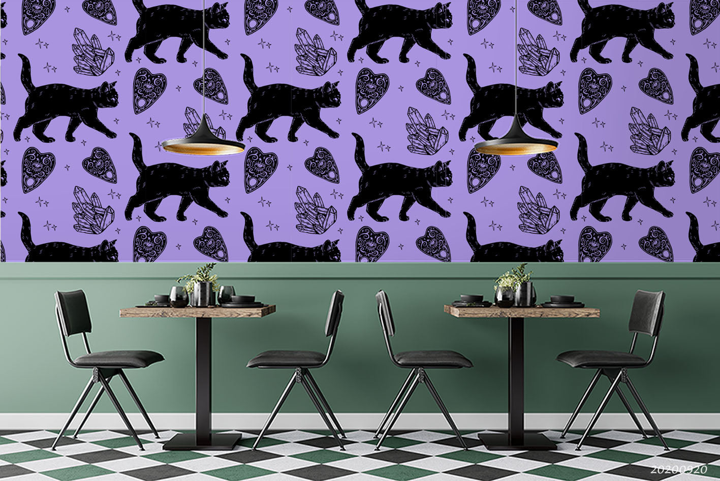 3D Hand Drawn Halloween Paterns Cats Mural Wallpaper Wj 1411