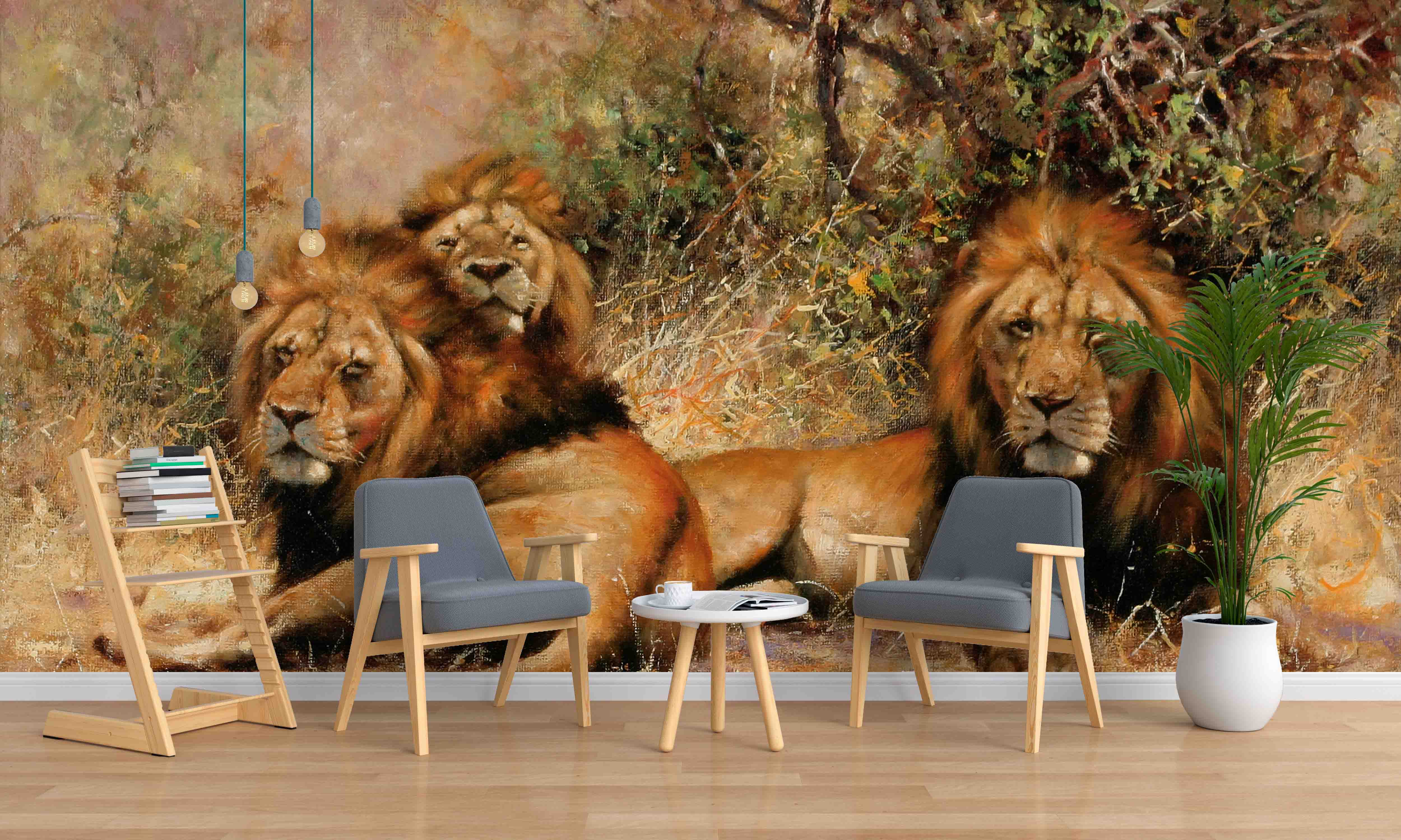 3D Realistic Lion Grassland Wall Mural Wallpaper Lxl 1597