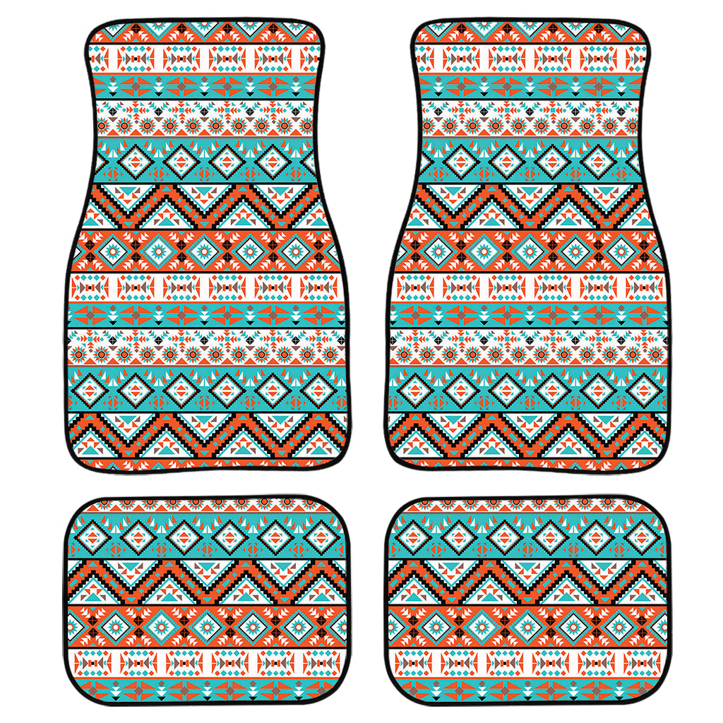 Navajo Geometric Pattern Print Front And Back Car Floor Mats, Front Car Mat