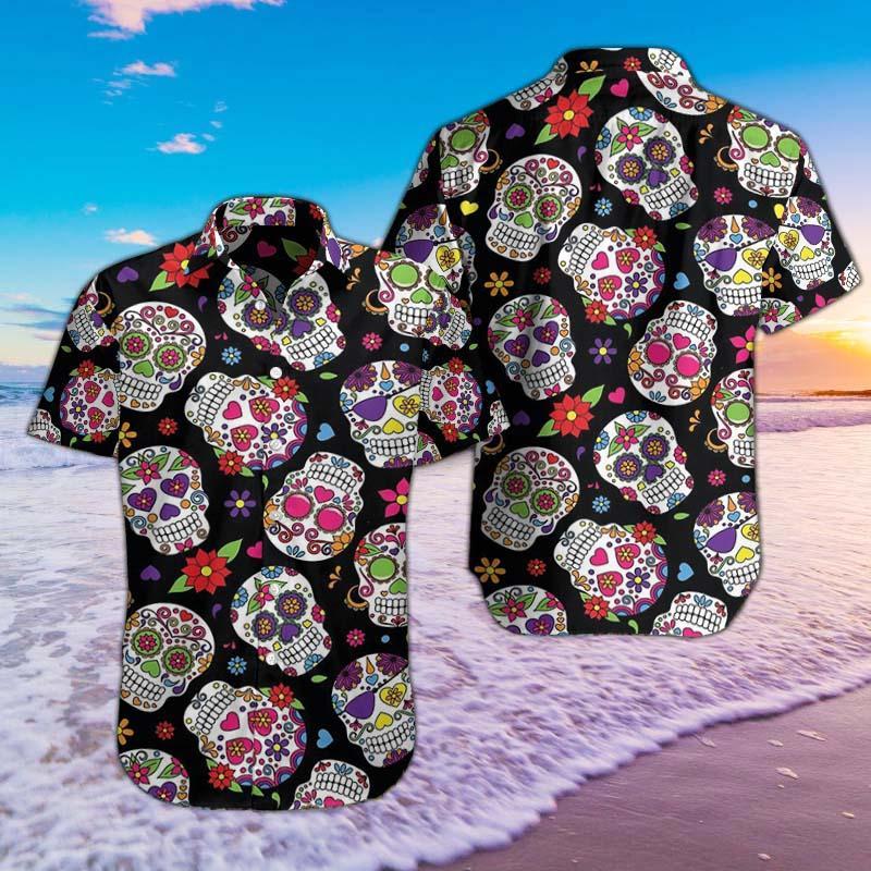 Sugar Skull Pattern Hawaii Shirts Hawaiian Shirt For Men, Hawaiian Shirt For Women, Aloha Shirt, Hawaii Shirt Donuink Store