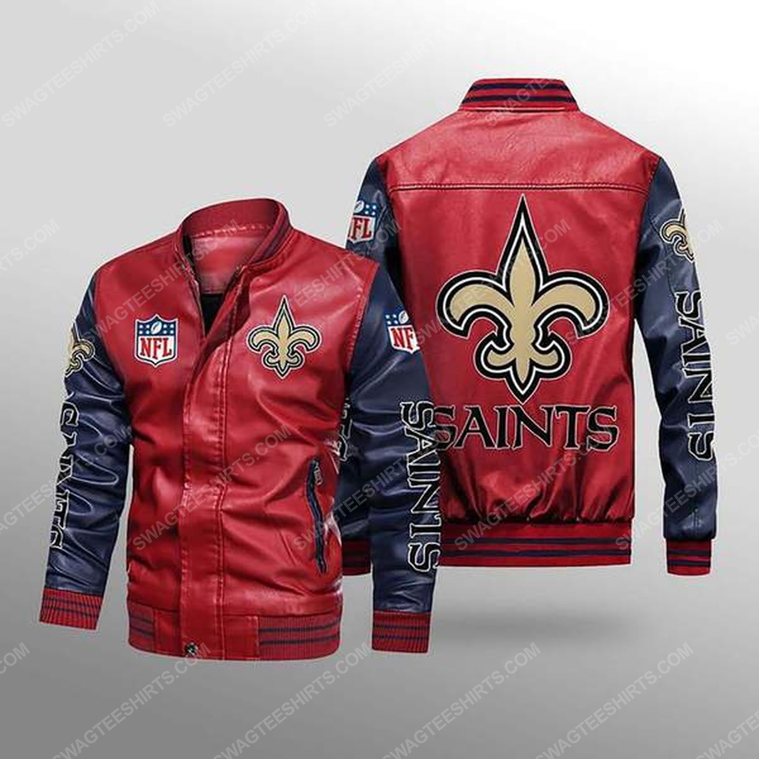 [Special Edition] New Orleans Saints All Over Print Leather Bomber Jacket – Maria