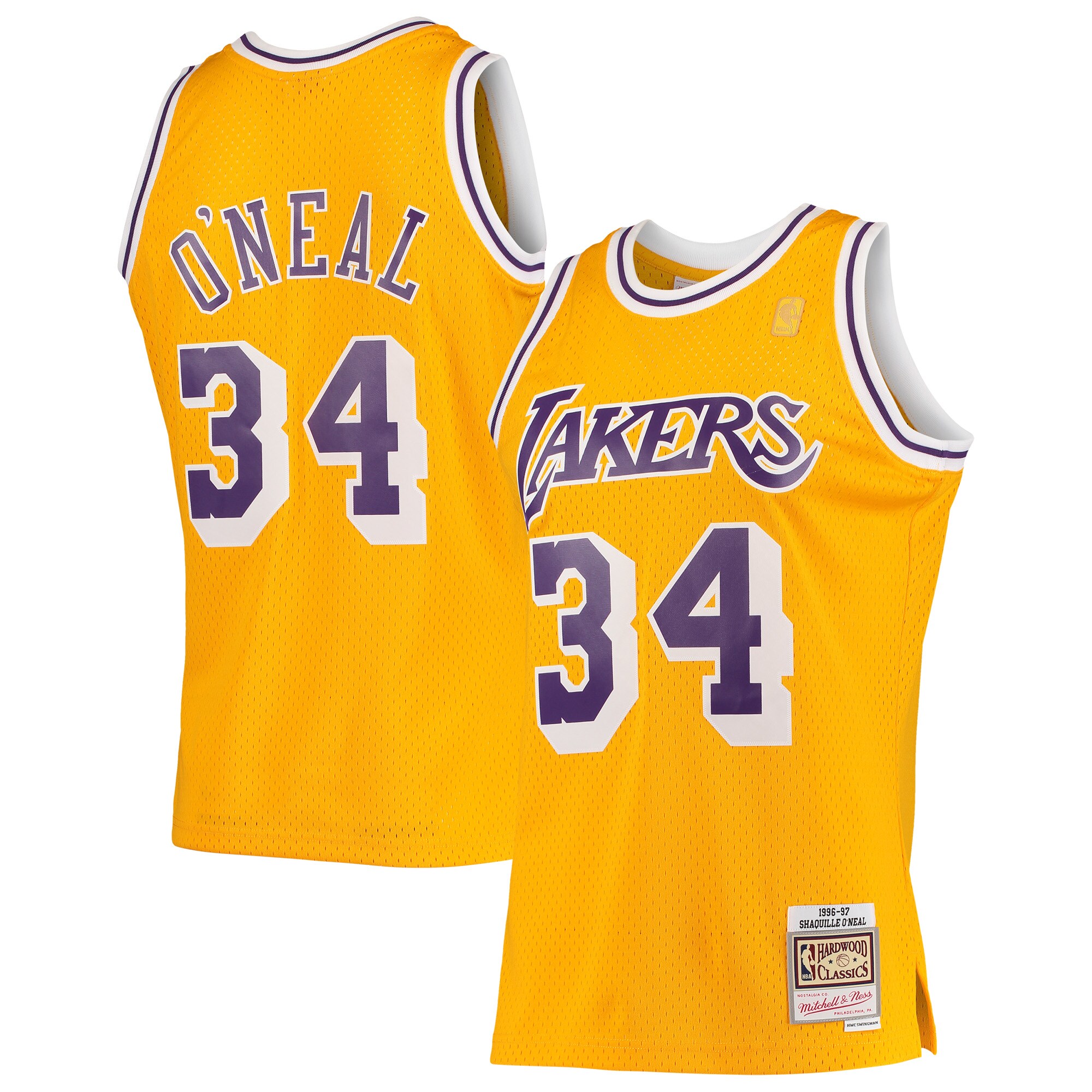 Shaquille O'Neal Los Angeles Lakers Mitchell & Ness 1996/97 Hardwood Classics Swingman Jersey – Gold