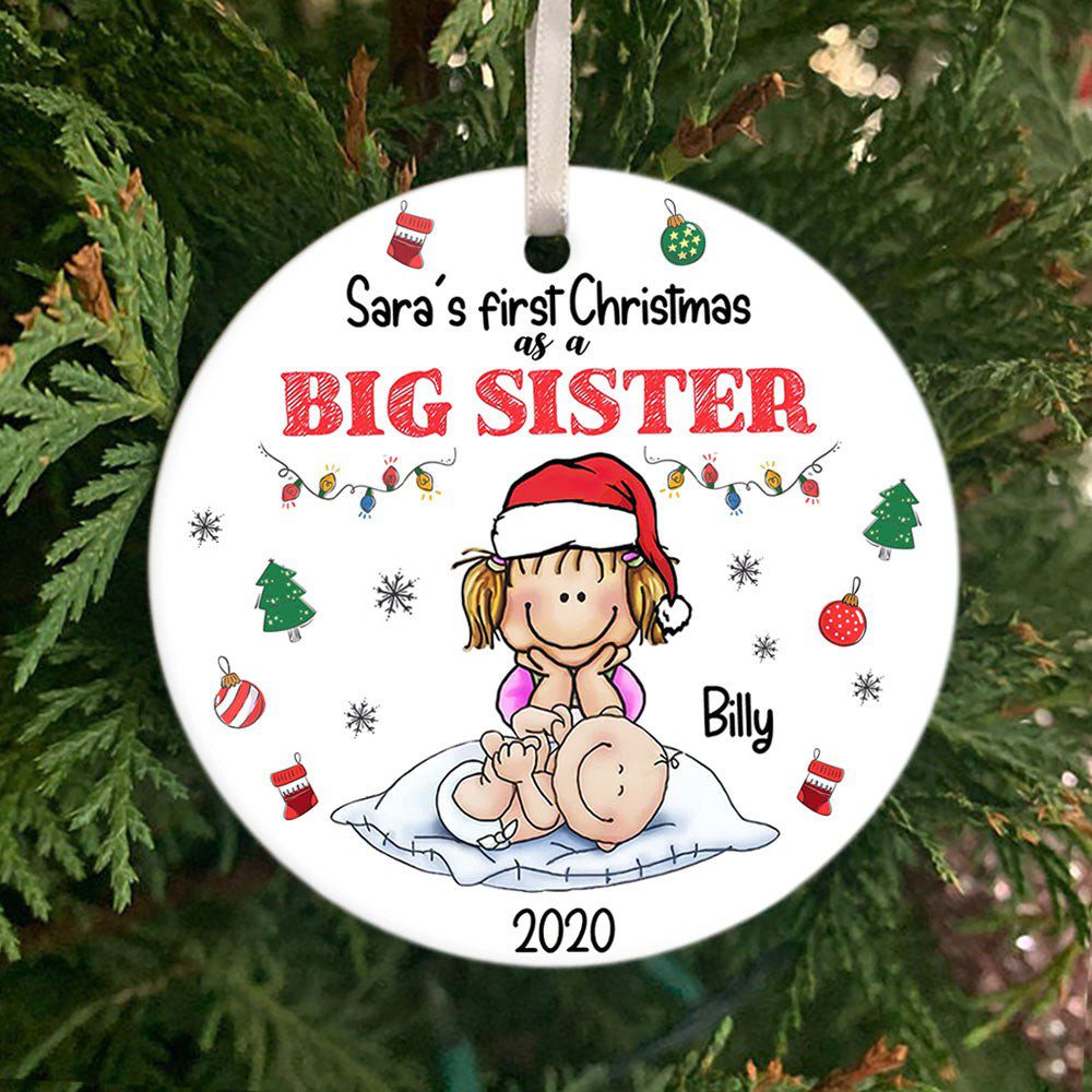 Personalized Christmas Gift For Big Sister First Christmas As Big Sister Ornament