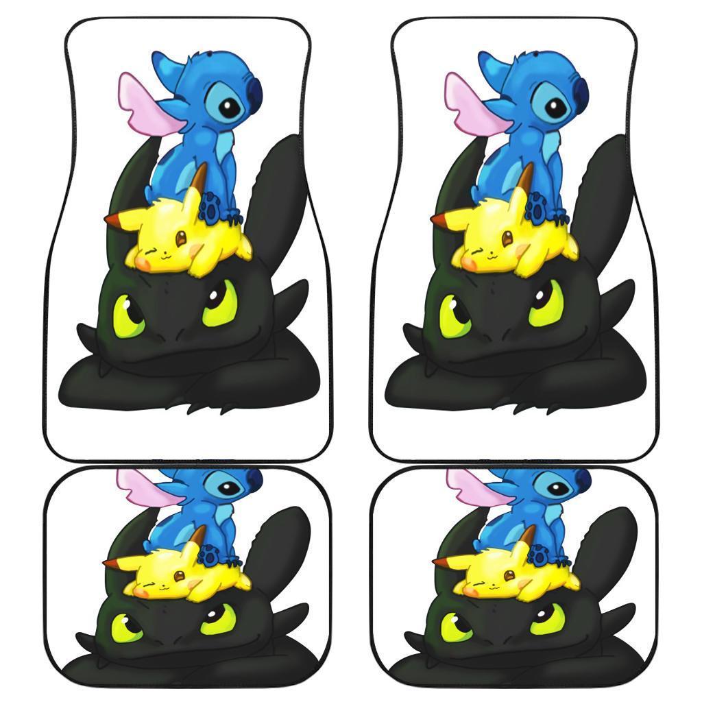 Toothless Pikachu Stitch Funny Draw Custom Car Floor Mats