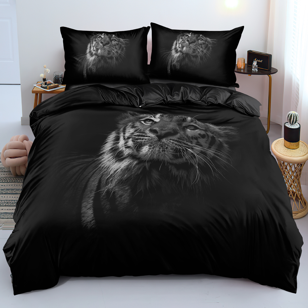 3D Digital Tiger Family Duvet Cover Set Soft Cover Set Twin Queen King Size Bedding Set