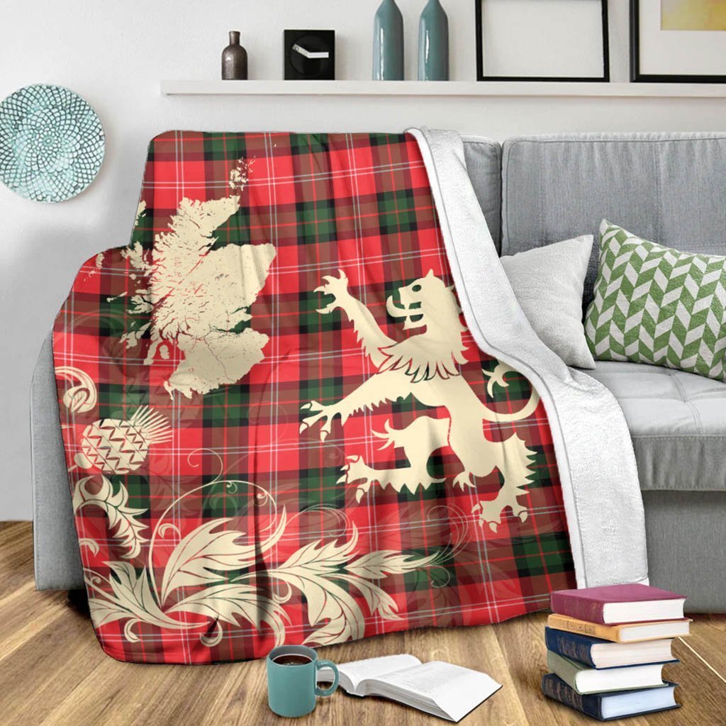 Tartan Blanket Nesbitt Modern Tartan Scotland Lion Thistle Map Plaid Blanket