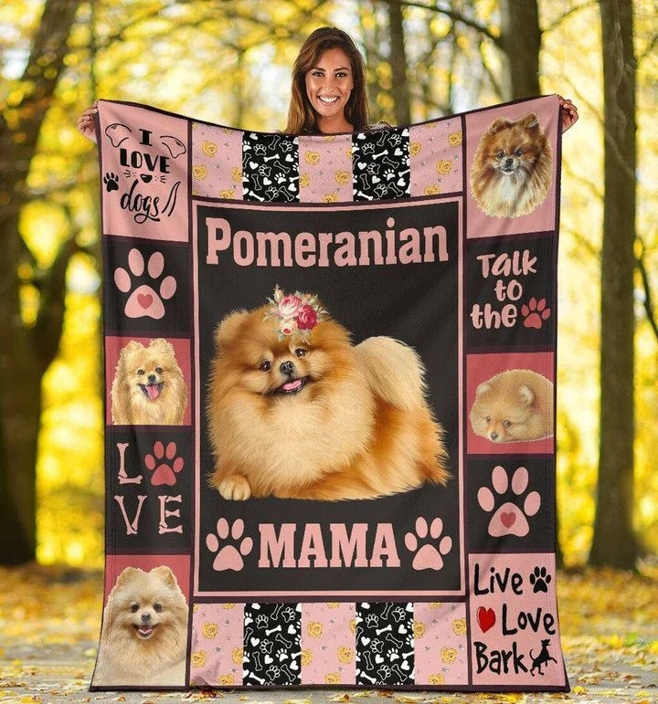 Pomeranian Mama Dog Blanket Gift For Dog Lovers, Gift For Mom Birthday Gift Home Decor Bedding Couch Sofa Soft And Comfy Cozy