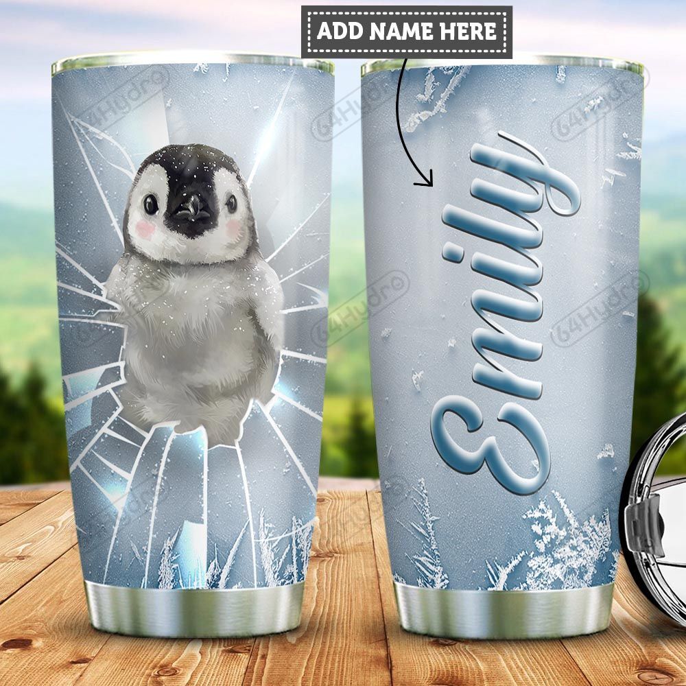 Personalized Penguin Ice Breaking Pyz2112014  Stainless Steel Tumbler Travel Customize Name, Text, Number, Image