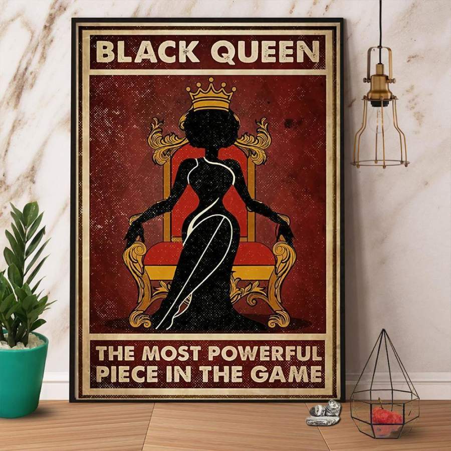 Black Queen The Most Powerful Piece In The Game Paper Poster No Frame/ Wrapped Canvas Wall Decor Full Size