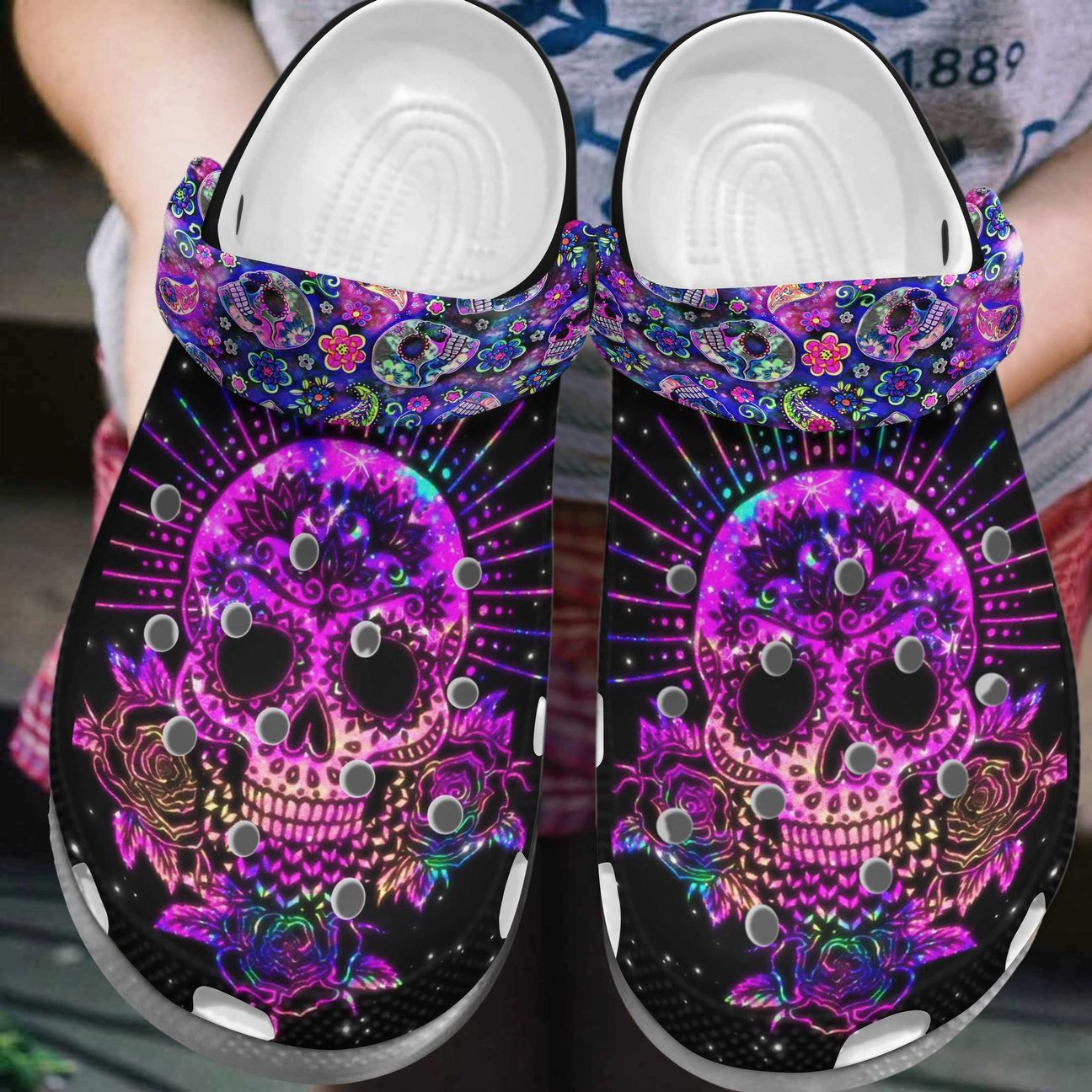 Skull Personalized Clog, Custom Name, Text, Color, Number Fashion Style For Women, Men, Kid, Print 3D Skull V2