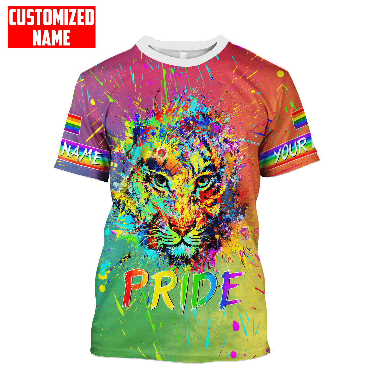 Tmarc Tee Personalized Lgbt Tiger Pride Splash Paint Color 3D Shirt