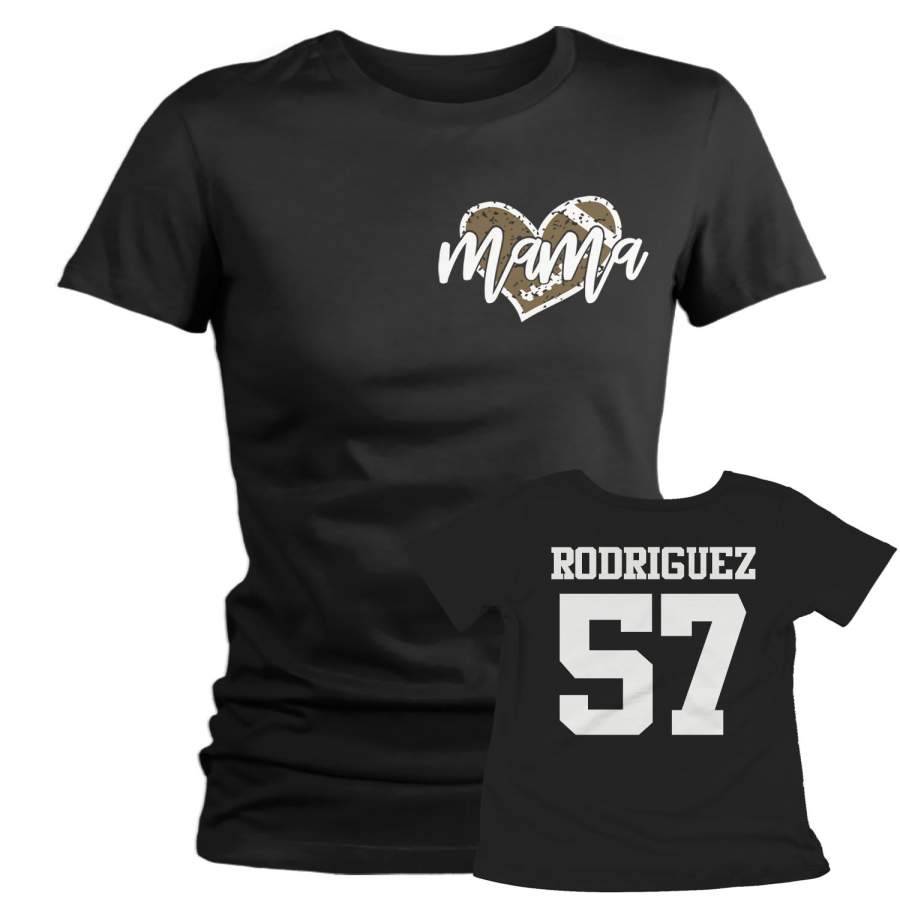 Women’s Personalized Football Mama T Shirt Custom Football Mom Shirt Personalized Rear Print Shirts Football Shirts