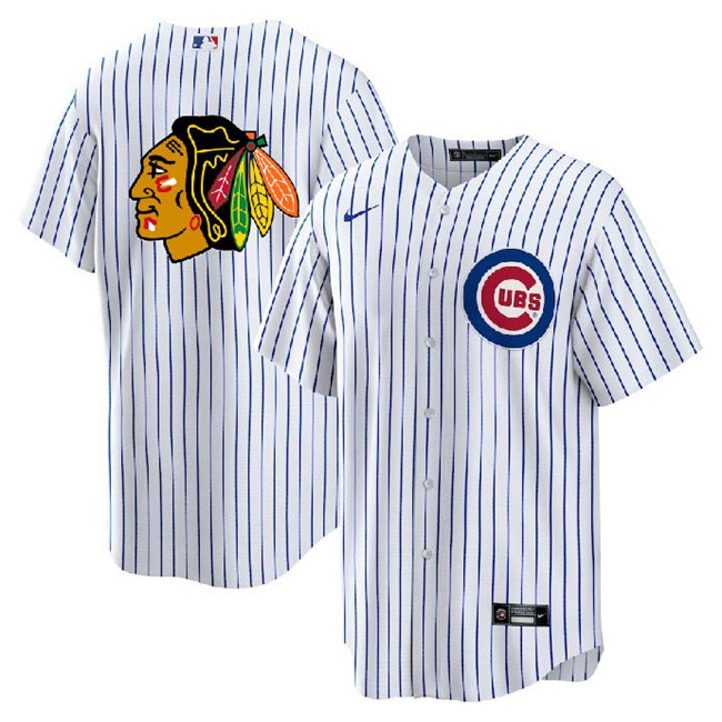 Chicago Cubs Blackhawks White Cool Base Stitched Baseball Jersey