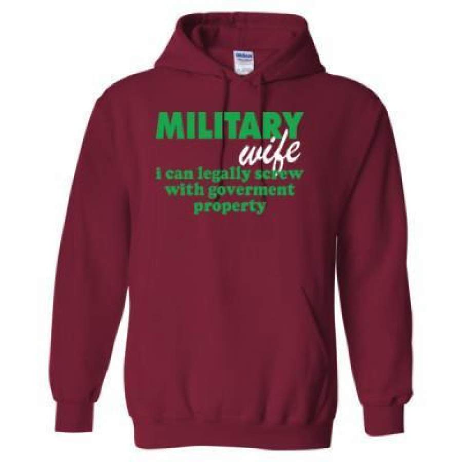 AGR Military Wife I Can Legally Screw With Government Property – Heavy Blend™ Hooded Sweatshirt