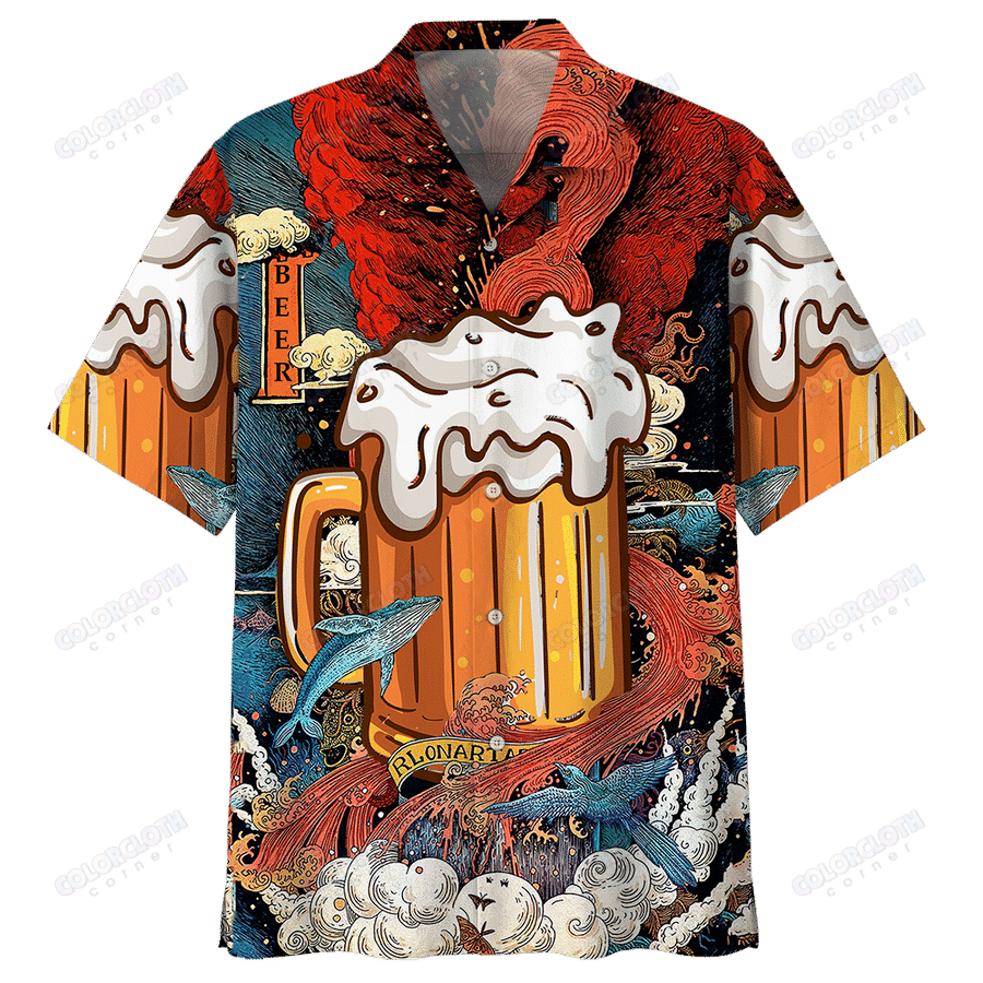 Unifinz Beer Hawaiian Shirt Cup In Ocean Red Blue Aloha 2022 Ha104999