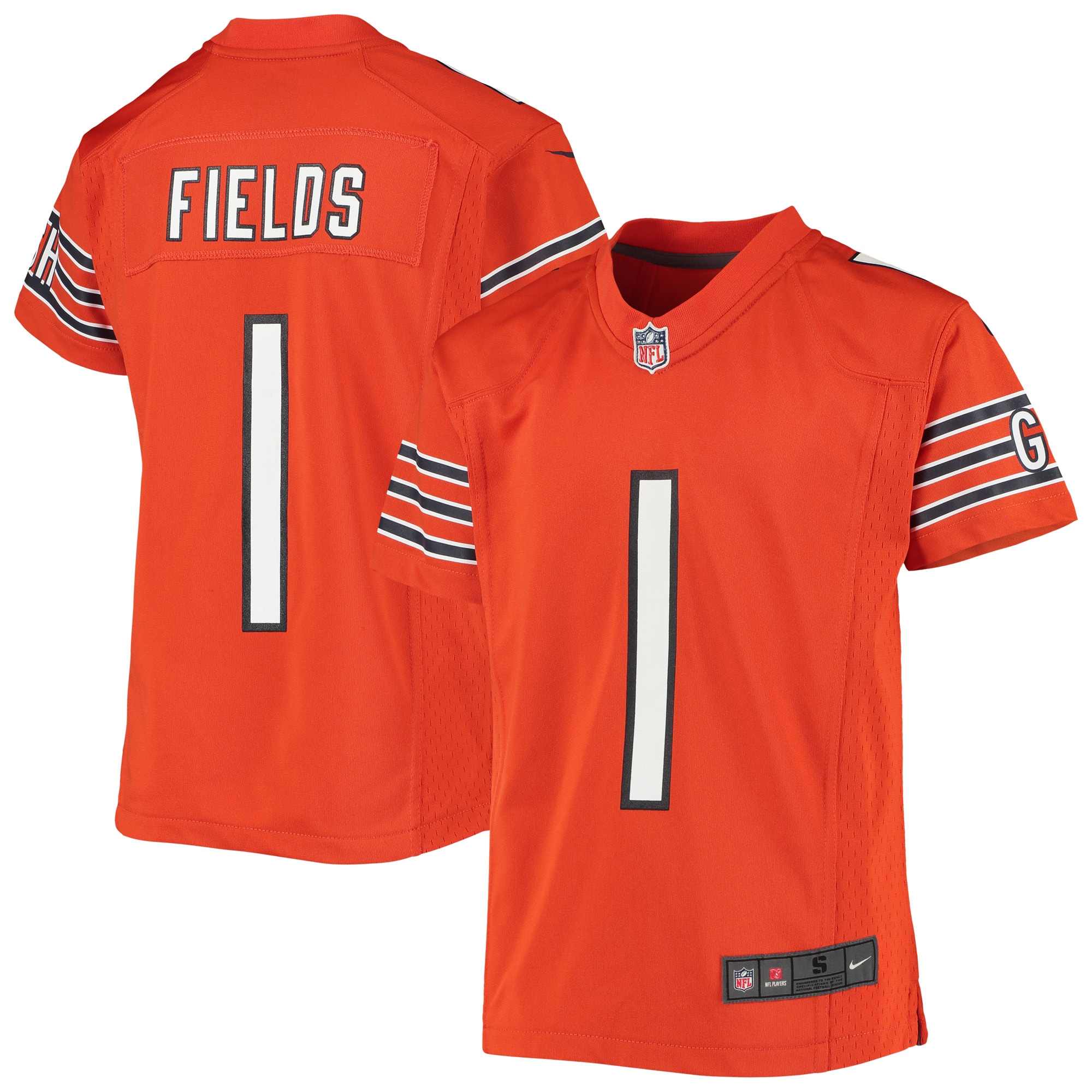 Youth Chicago Bears Justin Fields Orange Game Jersey