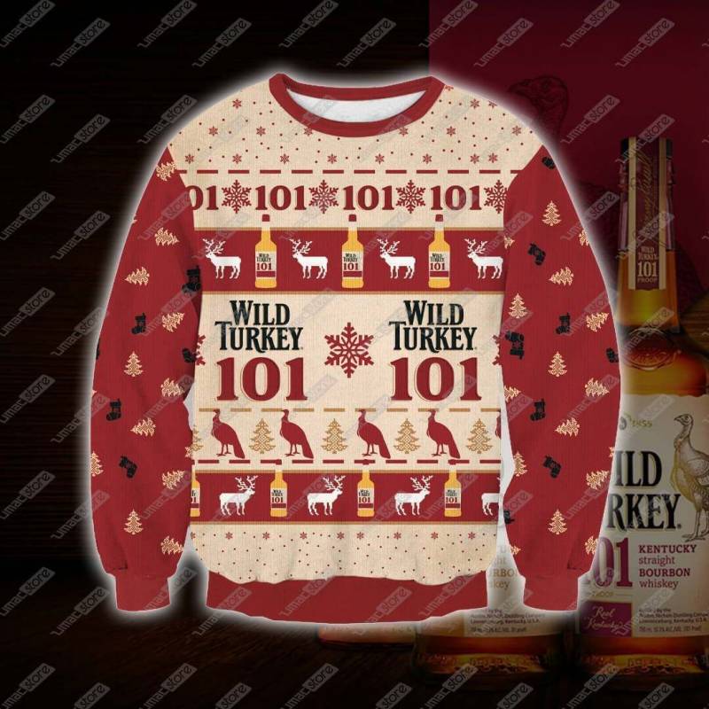 Wild Turkey Bourbon 3D Print Ugly Christmas Sweatshirt