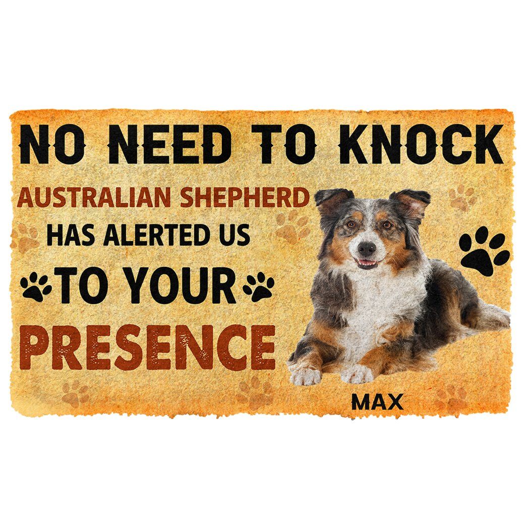 Gearhumans  Gearhuman 3D No Need To Knock Australian Shepherd Dog Custom Name Doormat