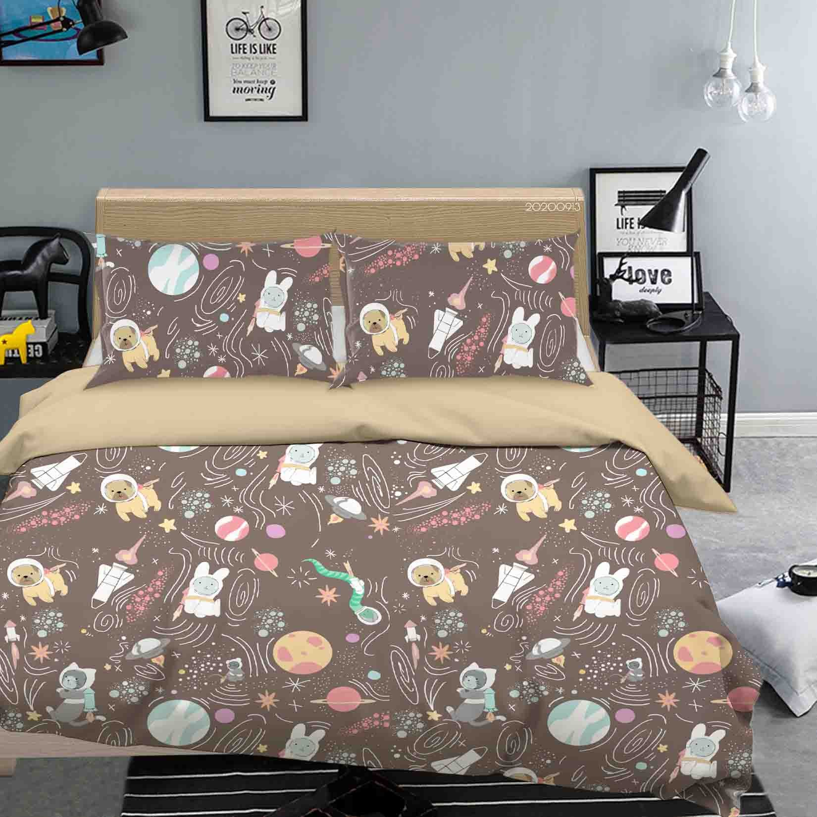 3D Space Animal Cute Rainbow Pattern Quilt Cover Set Bedding Set Duvet Cover Pillowcases Wj 1875