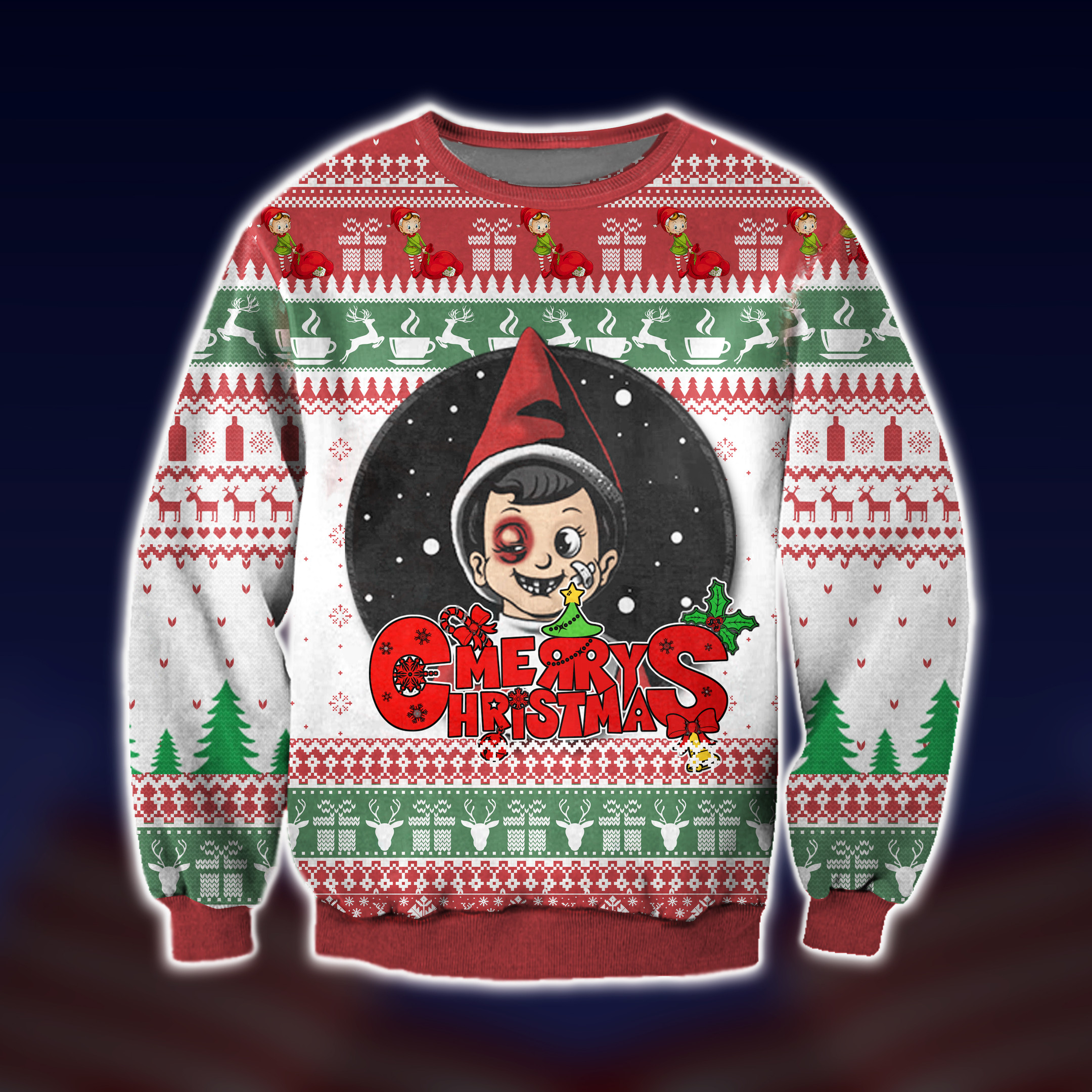 Elf On The Shelf Merry Christmas Ugly Christmas Sweater