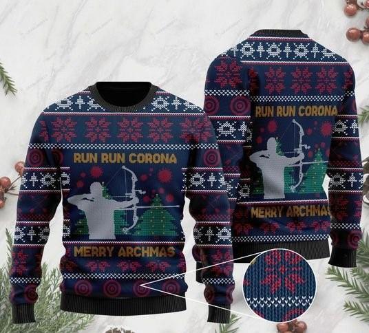 Christmas Archery Run Run Corona Hunting Ugly Christmas Sweater | Unisex | Adult | Us3209