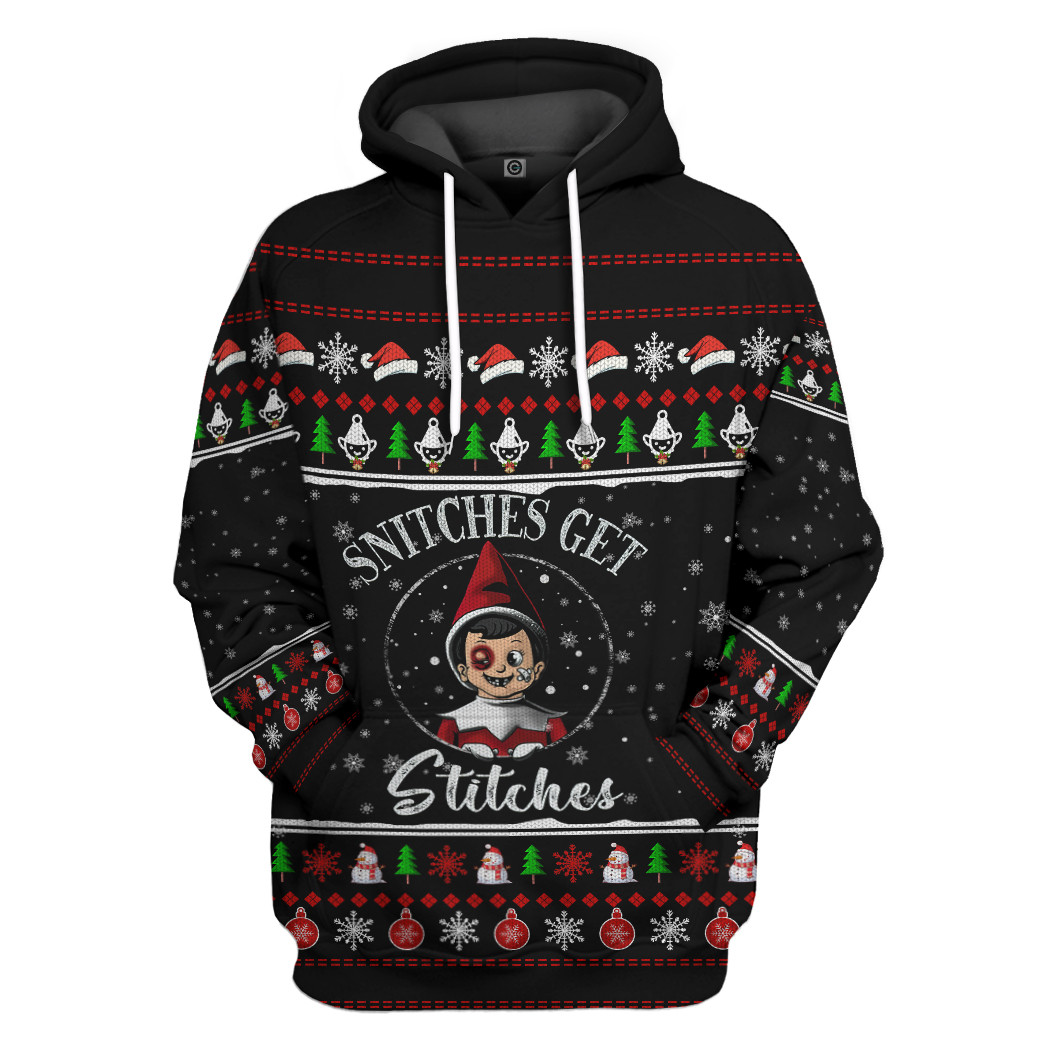 Mysticlife 3D Snitches Get Stitches Custom Ugly Hoodie Tshirt Apparel