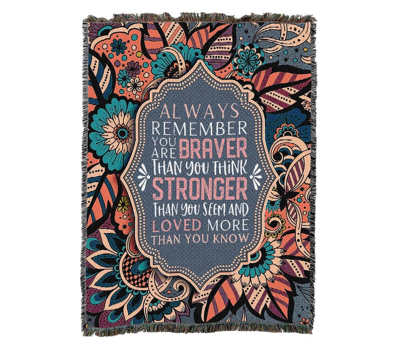 Always Remember You Are Braver Than You Think Vintage Retro Style Couch Sofa Blanket,  Woven Throw Blanket Home Decor