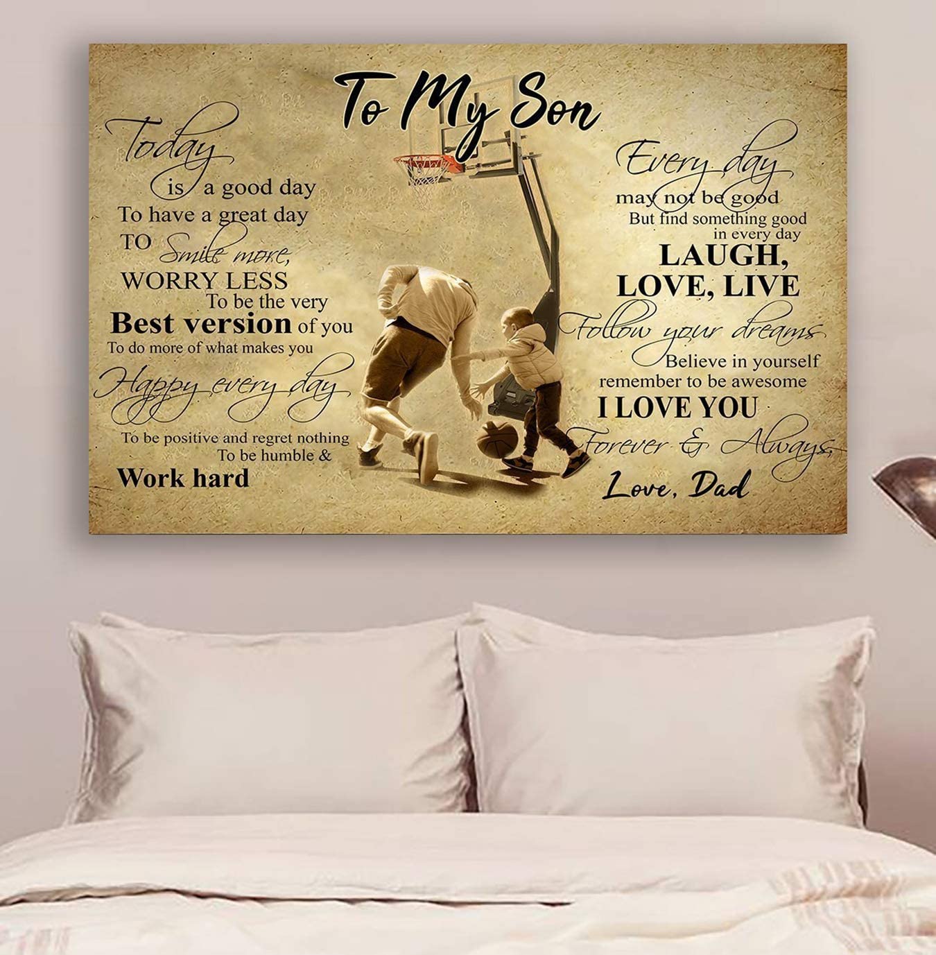 Poster for Room Aesthetic -Command Strips Wall Decor – Cv784 Lh Basketball Poster – Dad to Son – Today is A Good Day