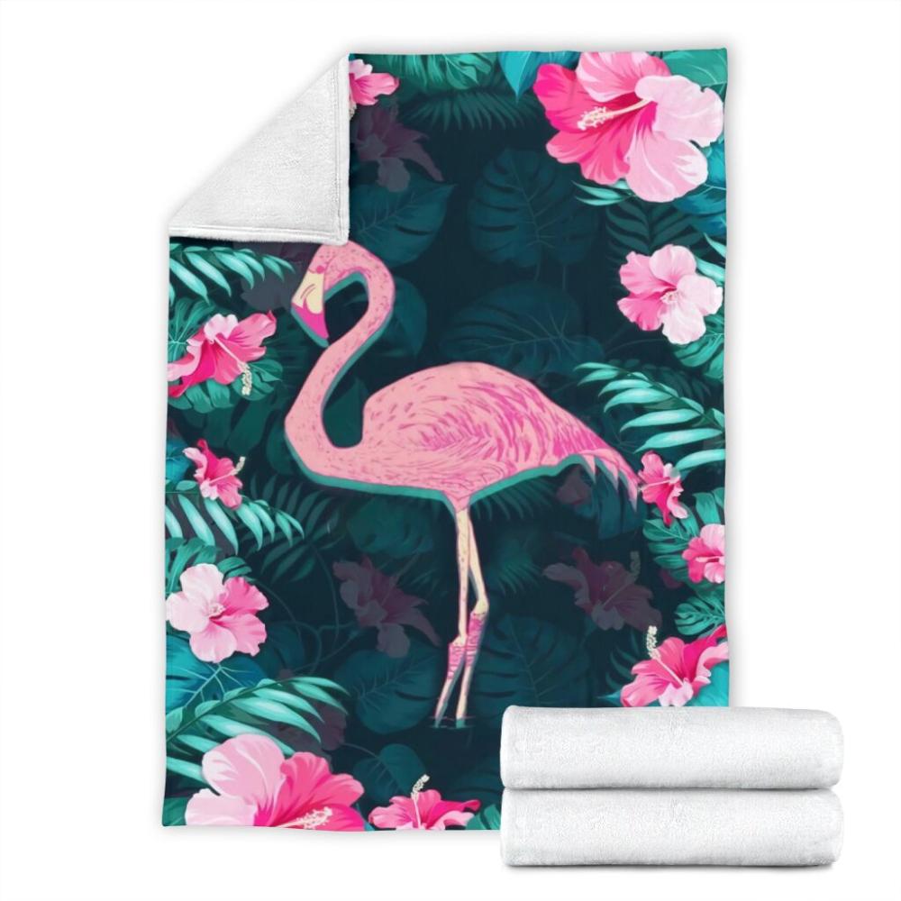 Animal Flamingo Flower Tropical Wallpaper Fleece Blanket Family Gift Home Decor Bedding Couch Sofa Soft And Comfy Cozy