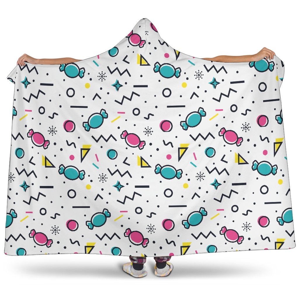 Candy Design Pattern Hooded Blanket