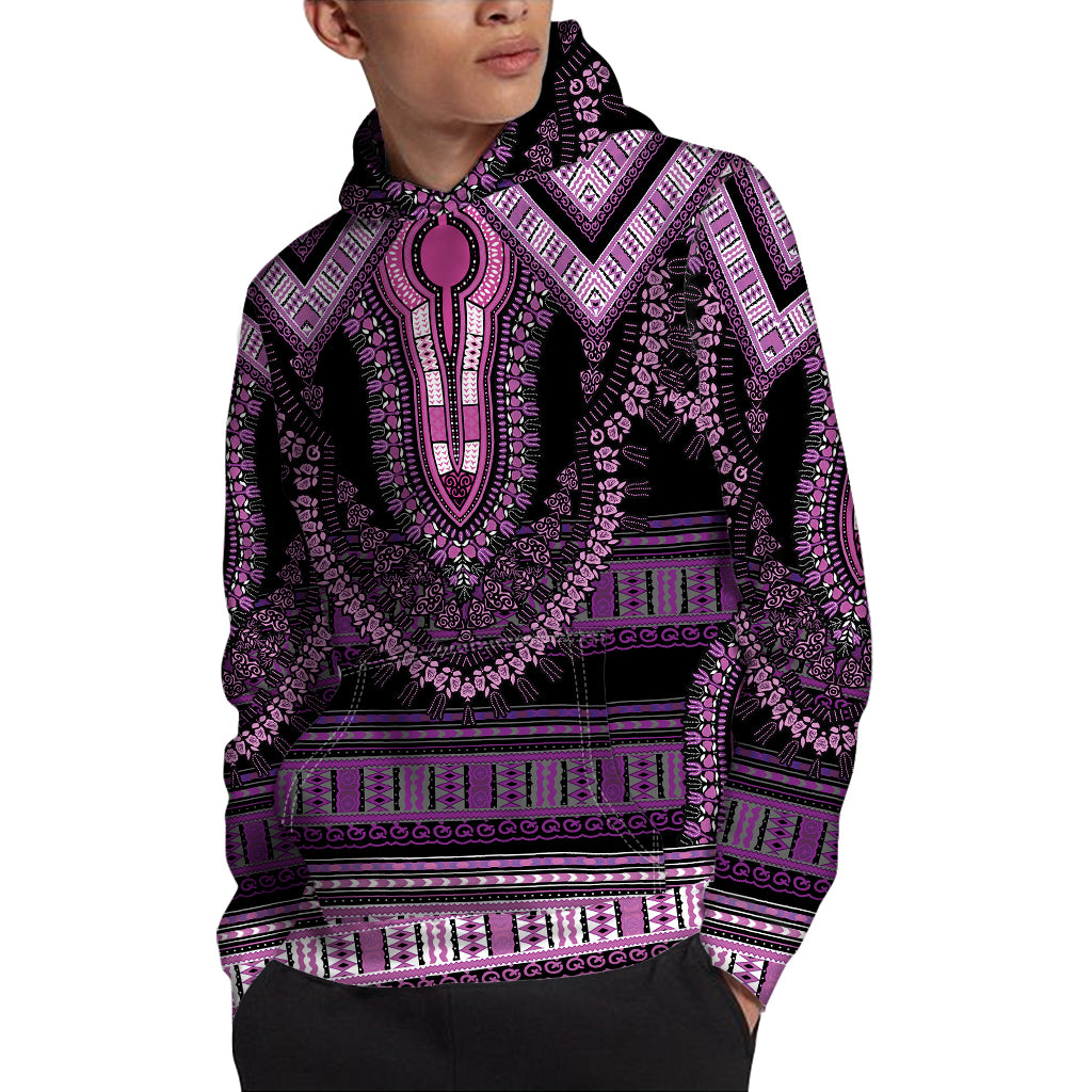 Purple And Black African Dashiki Print Pullover Hoodie