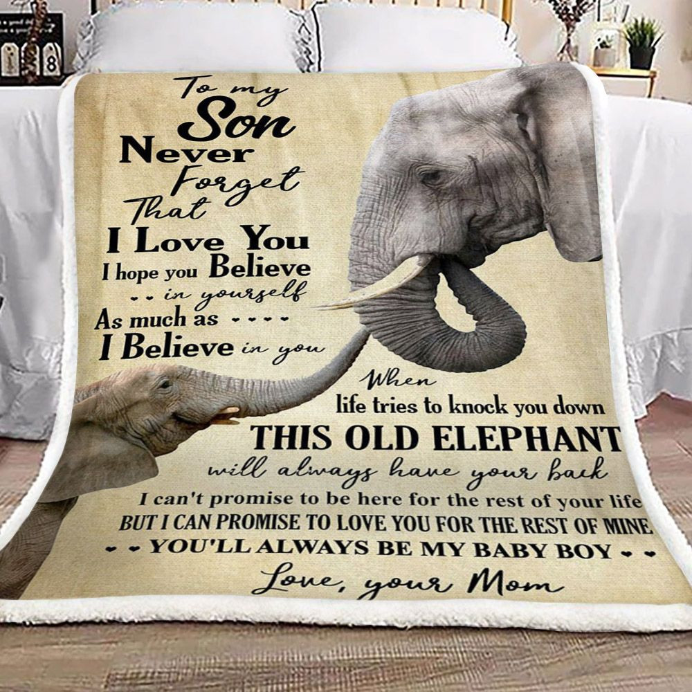 Personalized Elephant To My Son Sherpa Fleece Blanket From Mom Love You For The Rest Of My Life Great Customized Blanket Gifts For Birthday Christmas Thanksgiving