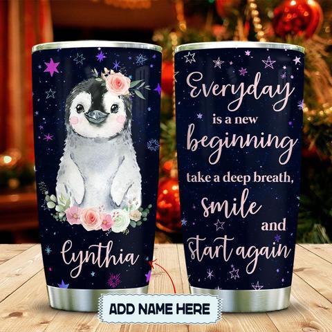 Happy Penguin Personalized Kd2 Stainless Steel Tumbler, Personalized Tumblers, Tumbler Cups, Custom Tumblers