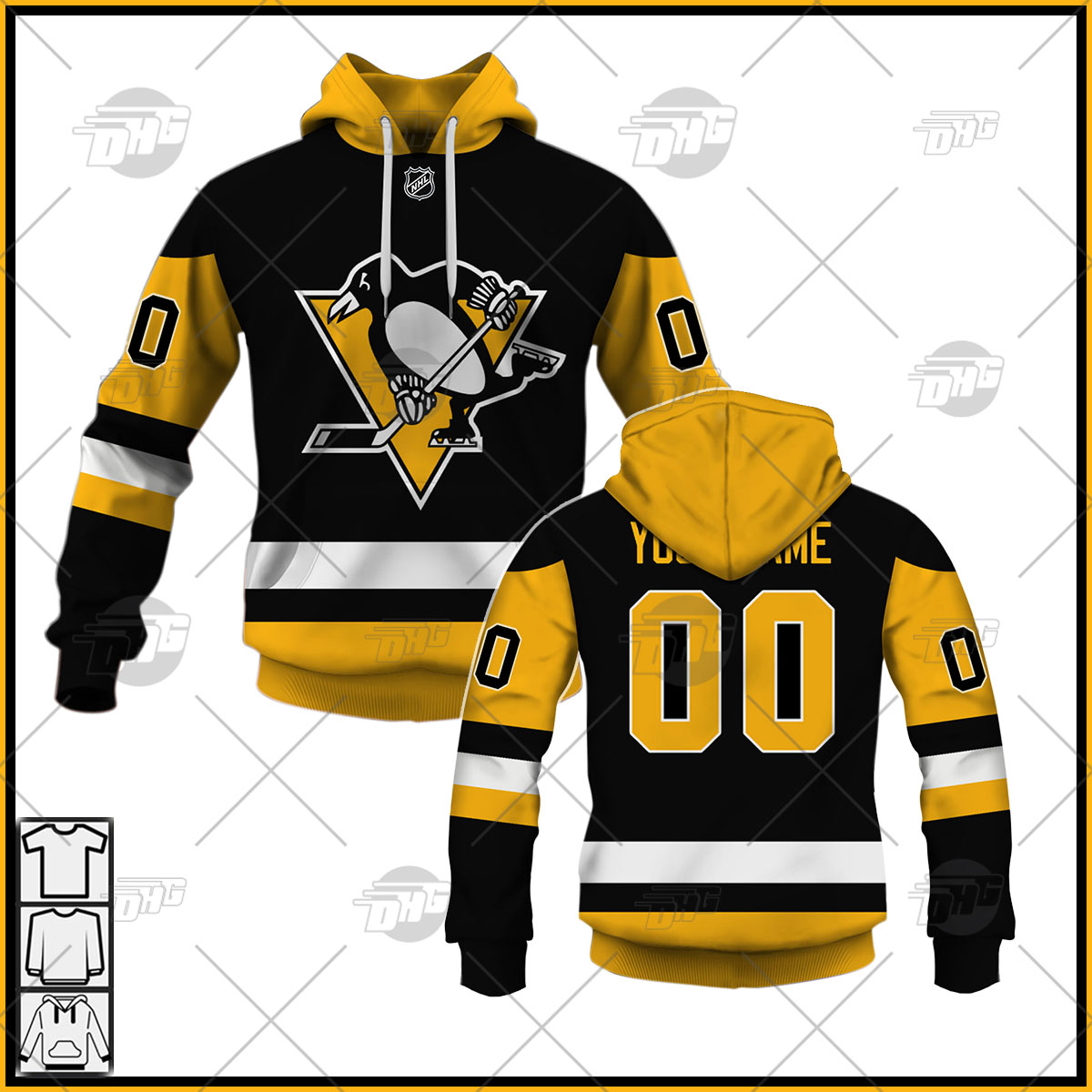 Personalized Mens Pittsburgh Penguins 2022 Fanatics Branded Black Home Jersey Personalize Hoodie