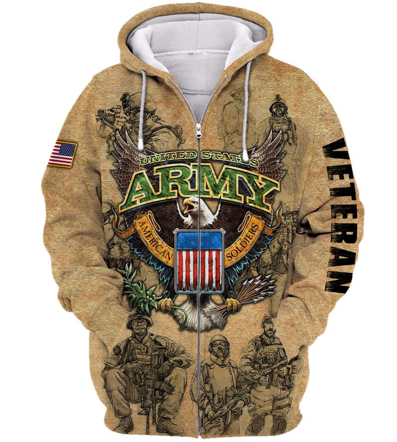 Eagle And Soldier Hoodie – U.S Army 3D Hoodies T-Shirt Long Sleeve Gifts For 4Th Of July – T99