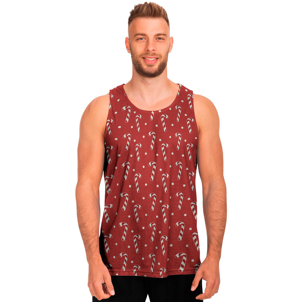 Candy Cane Polka Dot Pattern Print Men’S Tank Top