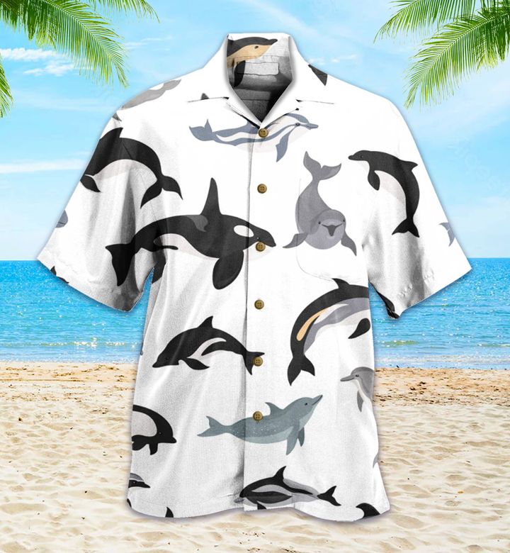 Whale Dolphin White Nice Hawaiian Shirt 3D Hawaiian Shirt