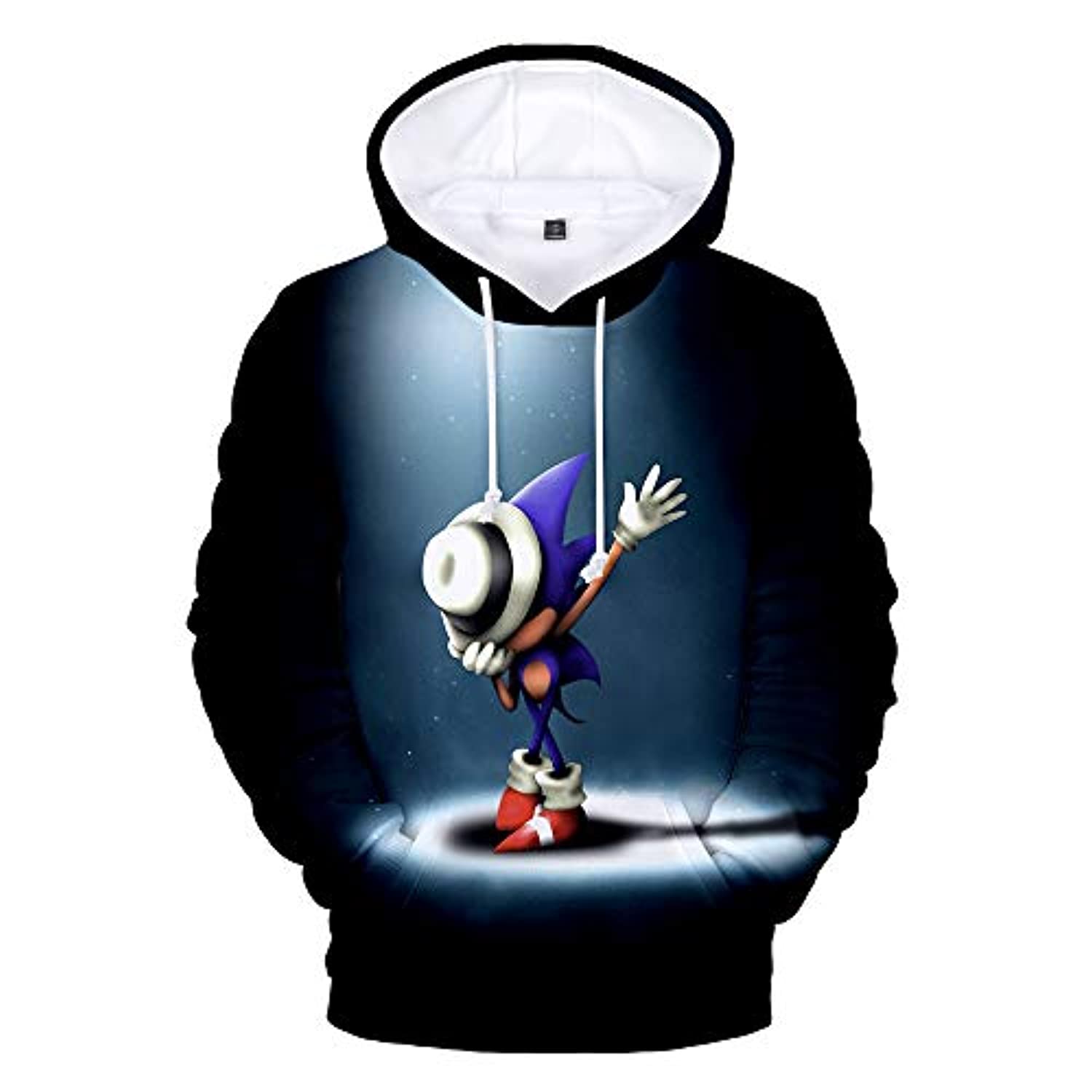 Cartoon Games Sonic Hoodie – Sonic the Hedgehog Black 3D Print Pullover Hooded Sweatshirt