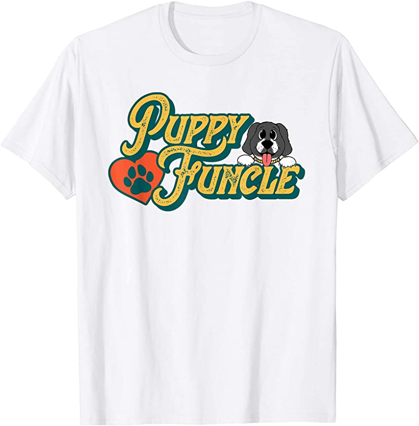 Puppy Funcle Cute Dog Uncle Funny Retro 80s Graphic T-Shirt