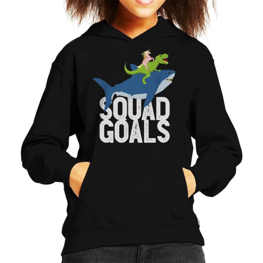 Squad Goals Sloth Shark Unicorn Rex Kid’s Hooded Sweatshirt