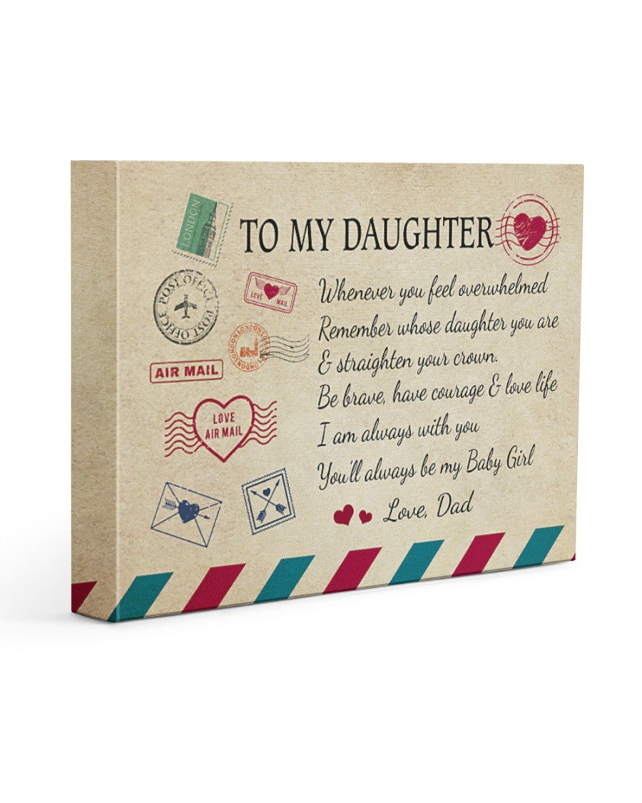 To My Daughter Straighten Your Crown Letter Landscape Poster & Canvas Gift For Daughter From Dad Decor Home Decor Wall Art Visual Art