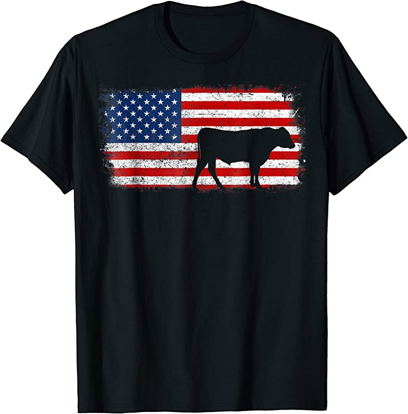 ANGUS BULL Patriotic Shirt, American Flag Vintage T-Shirt