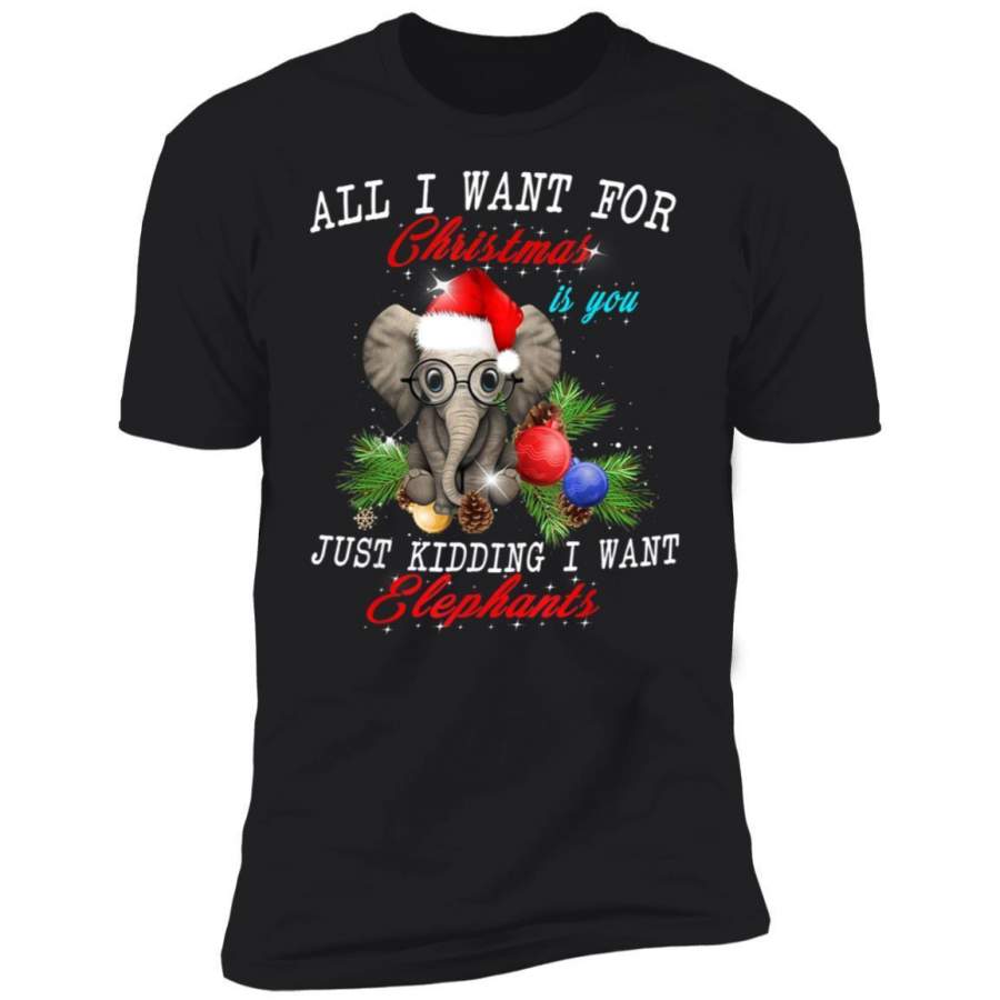 All I Want For Christmas Is Elephants Funny Xmas Gift T-Shirt