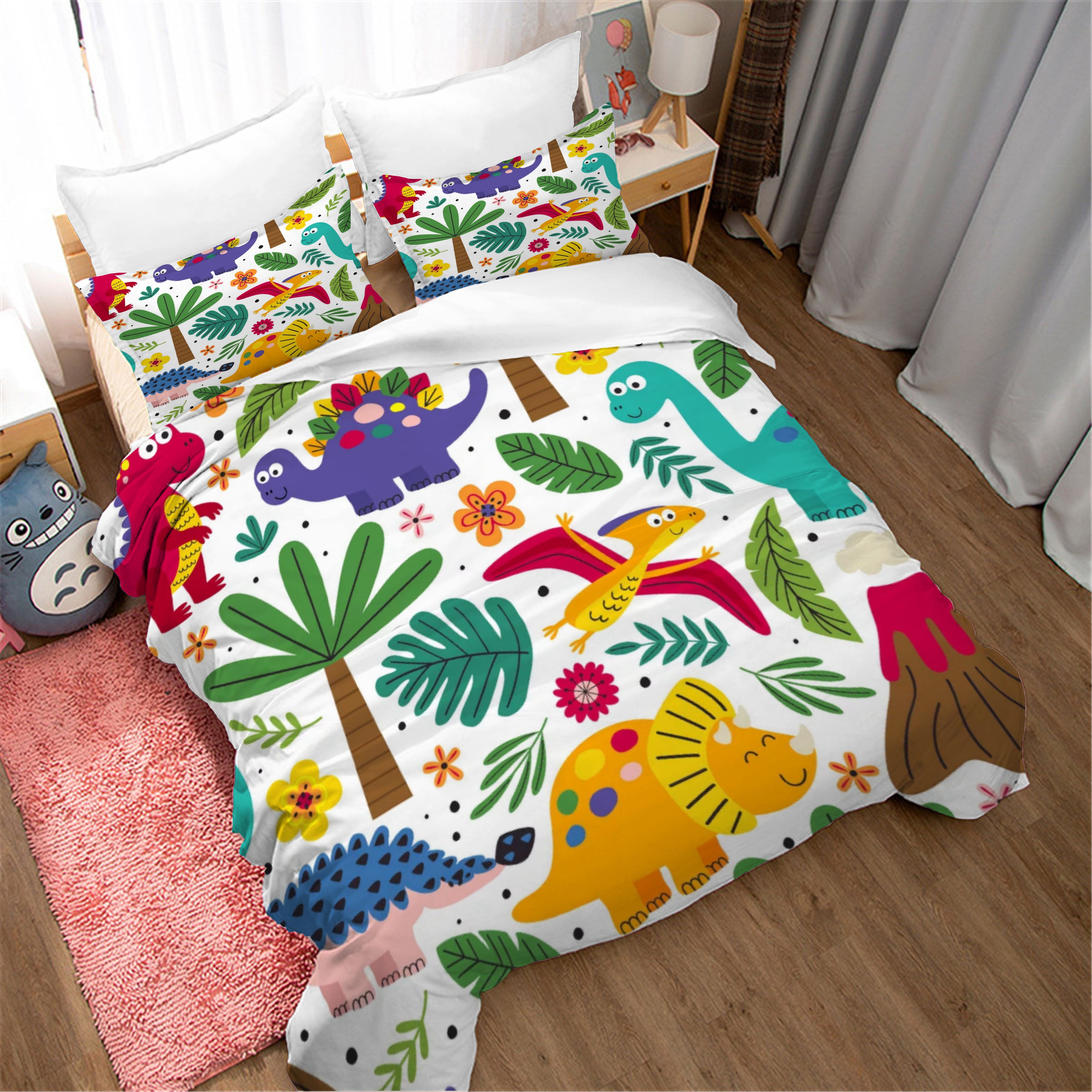 3D Tropical Leaf Animal Dinosaur Quilt Cover Set Bedding Set Duvet Cover Pillowcases 51