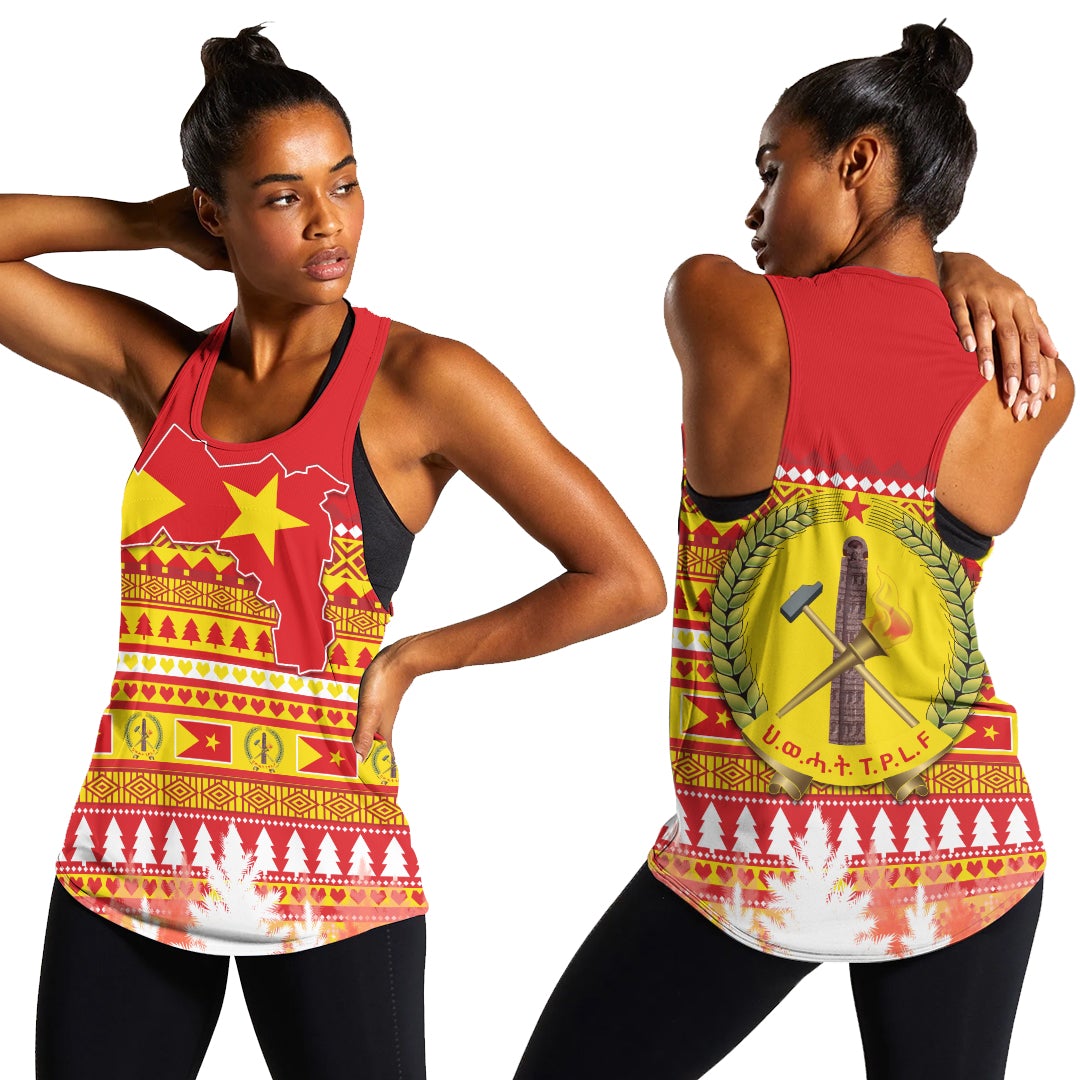 Tigray Women Racerback Tank Merry Christmas Mix African Pattern Lt13