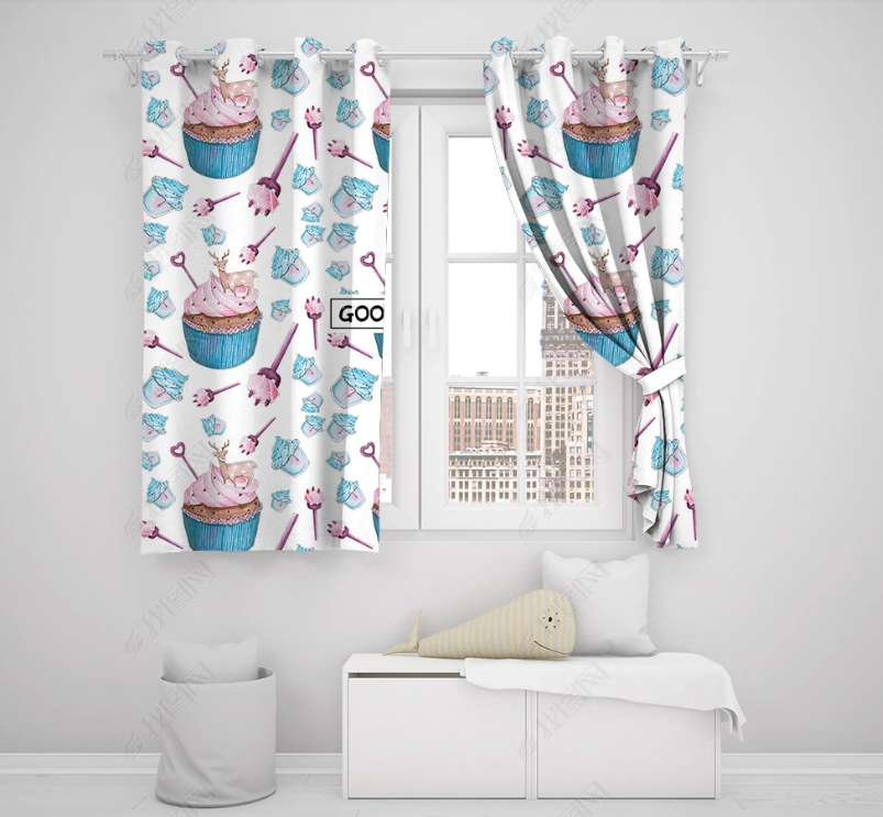 3D Hand Drawn Animal Deer Cake Curtains And Drapes Lqh 258