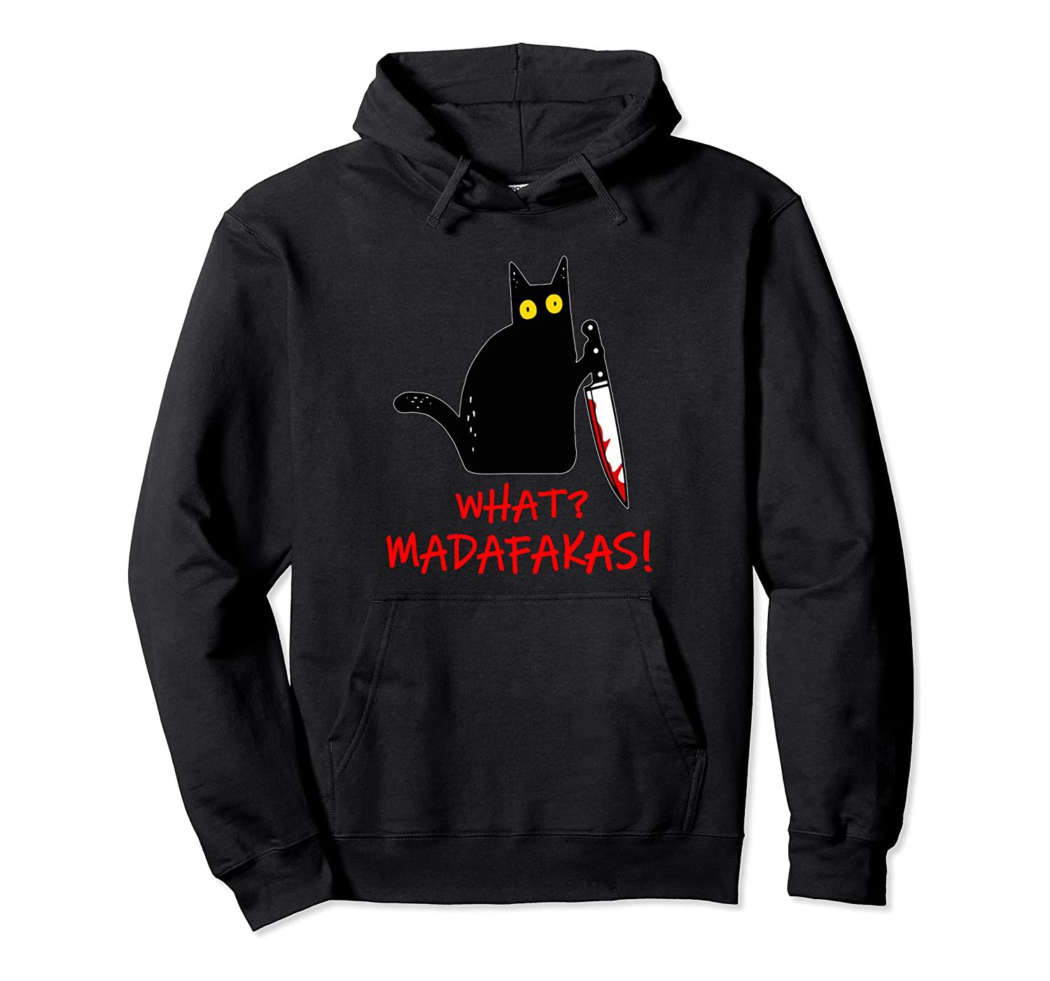 Cat With Knife – What Madafakas – Pew Pew Vintage Crazy Cat Pullover Hoodie, T-Shirt, Sweatshirt